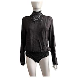 Roberto Cavalli Top in seta nera Nero