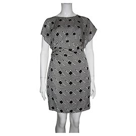 Diane Von Furstenberg Dvf Jenna geometric silkd dress Black White