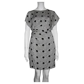 Diane Von Furstenberg-Dvf Jenna geometric silkd dress-Black,White