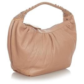 Fendi-Fendi Brown Spy Leather Hobo Bag-Brown,Beige