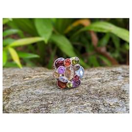 No Brand-Plata esterlina 925 pulsera y anillo de piedras preciosas engastado, amatista, topacio, granate-Multicolor