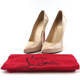 Christian Louboutin-Christian Louboutin Nude Patent Leather Pumps-Beige