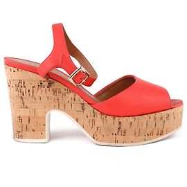 Fendi Orange Leather Platform Sandals Orange
