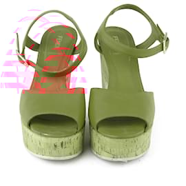 Fendi-Fendi Orange Leather Platform Sandals-Orange