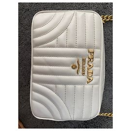 Borsa a tracolla in pelle bianca Diagramme Prada Bianco