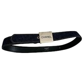 Chanel-Cinturones-Azul marino,Hardware de plata