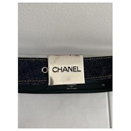 Chanel-Ceintures-Bleu Marine,Bijouterie argentée