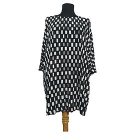 Top Marimekko Jada Noppa Preto Branco Viscose 44 Preto Branco