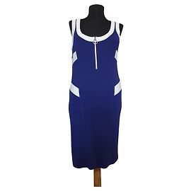 Robe Marc Cain en coton bleu et blanc Blanc Bleu
