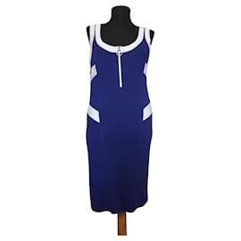 Vestido Marc Cain de algodão azul e branco Branco Azul