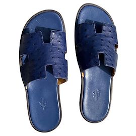 Hermès IZMIR in ostrich leather Blue
