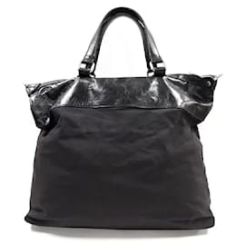 Dolce & Gabbana-[Used] Dolce & Gabbana 2way Tote Bag Shoulder Black Switching Leather Nylon Front Pocket Dolce & Gabbana Black Men's Bag Bag Brand □□ USED-A-Black
