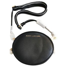 Bolsa transversal oval de couro preto Marc Jacobs Preto