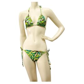 Milly-Milly Cabana Green and Brown Kaleidoscopic Print Bikini Swimsuit Swimwear size S-Brown,Green