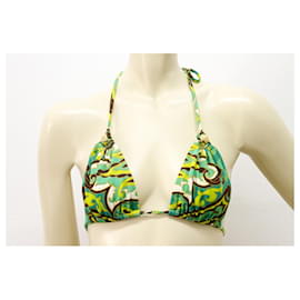 Milly-Milly Cabana Costume da bagno bikini con stampa caleidoscopica verde e marrone taglia S-Marrone,Verde