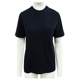 Hermès-Navy Blue H Embroidered T-Shirt-Blue,Navy blue