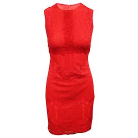 Karen Millen Rotes Spitzenkleid Rot