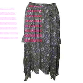 Ulla Johnson-Purple Print Silk Midi Skirt-Purple
