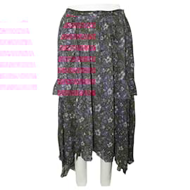 Ulla Johnson-Purple Print Silk Midi Skirt-Purple