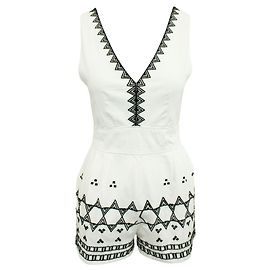 Maje Weißer bestickter Playsuit Weiß