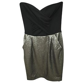 Reiss Robe bustier noire et argent métallisé Noir