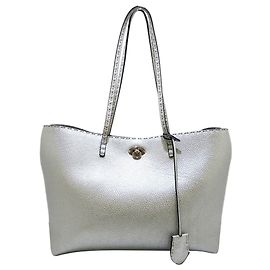 Fendi Silberne Selleria Carla Einkaufstasche aus Leder Silber