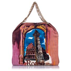 Dolce & Gabbana Multi Anita Roma Bedruckte Seidentasche Schwarz Mehrfarben