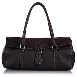 Fendi-Sac à bandoulière en cuir marron Selleria Linda Fendi-Marron,Marron foncé