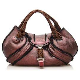 Fendi-Fendi Brown Spy Leather Handbag-Brown,Dark brown