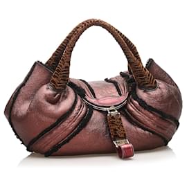 Fendi-Fendi Brown Spy Leather Handbag-Brown,Dark brown
