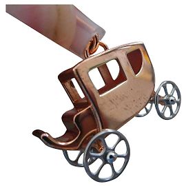 Hermès Caléche Charm aus rosévergoldetem Stahl für Handtasche oder Anhänger Gold hardware