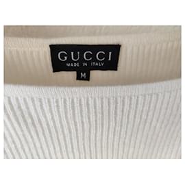 Gucci-GUCCI CASHMERE KNITTED BOATNECK SWEATER-Cream