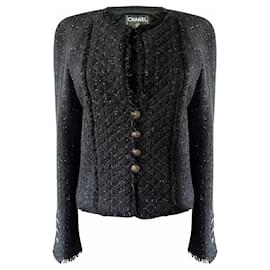 Chanel-Veste matelassée en tweed RARE-Noir