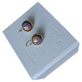 Frey Wille 18k Pendientes con cabujón Sarah Bernhardt de oro amarillo Multicolor