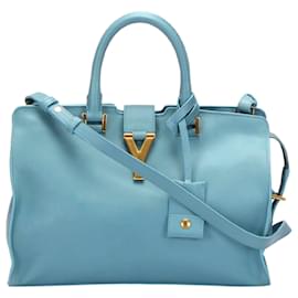 Yves Saint Laurent Cartable YSL Cabas Chyc en cuir bleu Bleu Bleu clair
