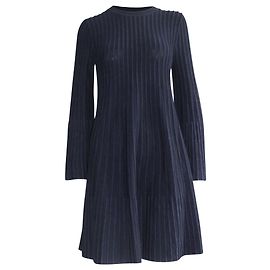 Cos Gestricktes Flare-Kleid Blau Marineblau