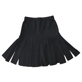 Saia Chanel de lã preta Preto