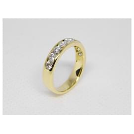 Autre Marque-alliance or 18k diamants 0,90 cts env-Doré