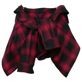 Alexander Wang Tie Waist Plaid Shorts Red