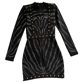Balmain Vestidos Preto Cinza antracite