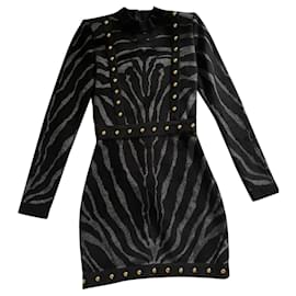 Balmain Kleider Schwarz Anthrazitgrau
