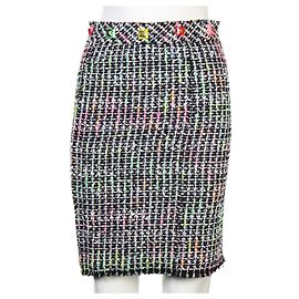 Marc Jacobs Knielanger Rock aus Fluo-Tweed Schwarz
