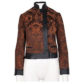 Shanghai Tang Jaqueta Wool Blend Ginkgo Jacquard Marrom