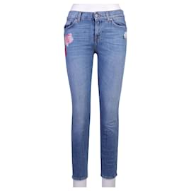 7 For All Mankind Jeans con ricamo floreale Blu