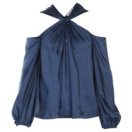 Elizabeth And James Cold Shoulder Silk Top  Green