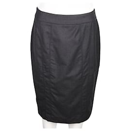Armani-Wool Work Skirt-Grey