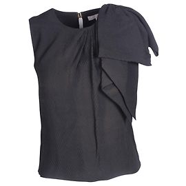 Mulberry Top de seda preta com laço Preto