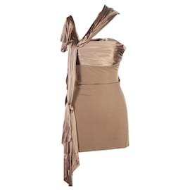 Hermès-Draped Tunic Top in Chestnut-Coloured Jersey Viscose-Brown