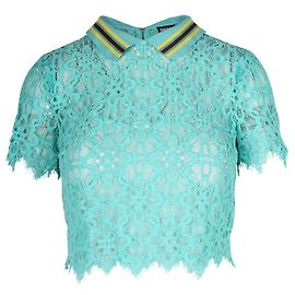 Dkny Top corto de encaje turquesa Azul
