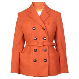Nina Ricci Belted Wool Coat Orange Coral